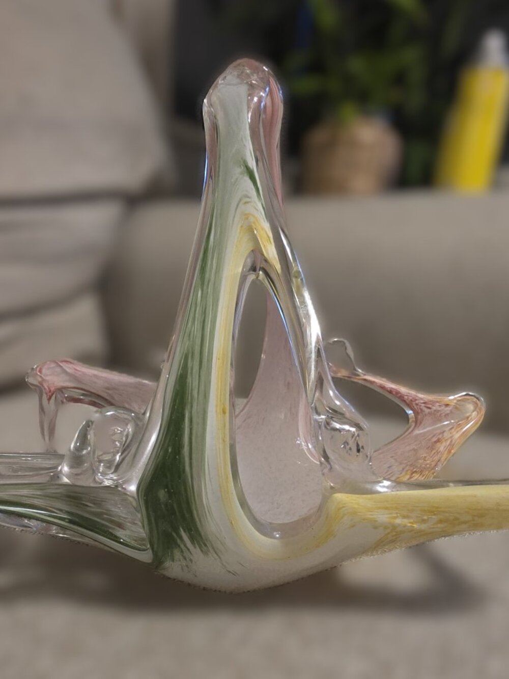 Vintage Murano Lavorazione Art Glass Basket